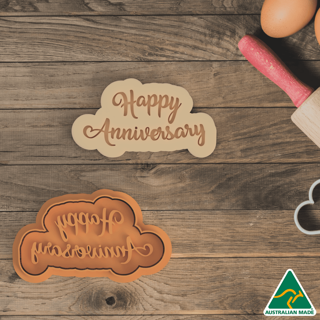 Happy Anniversary Cookie Cutter and Embosser Stamp