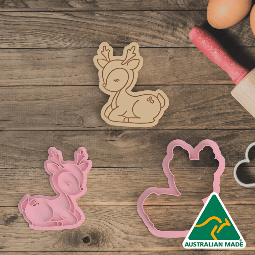 Australian Cookie Cutters Cookie Cutters Baby Reindeer Cookie Cutter and Embosser Stamp