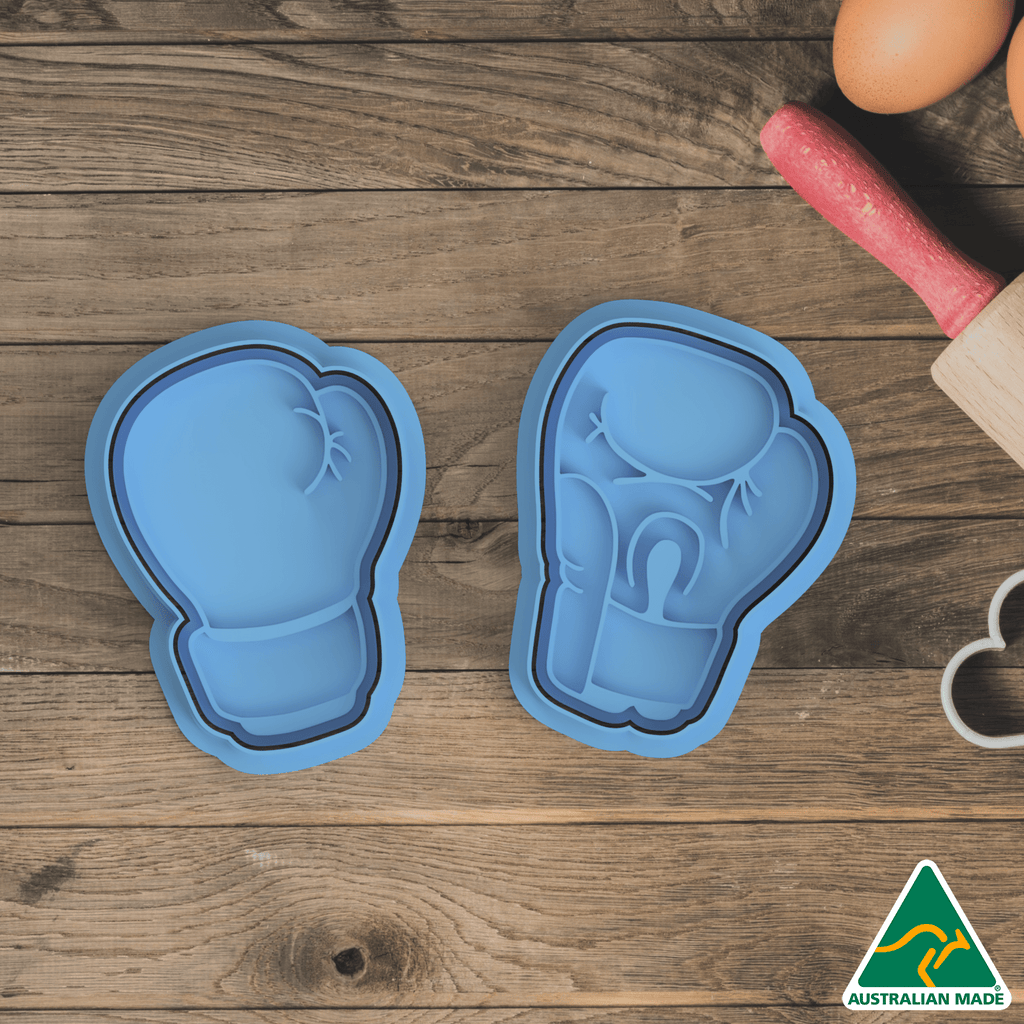 Australian Cookie Cutters Cookie Cutters Boxing Gloves Set - Cookie Cutter and Embosser Stamp