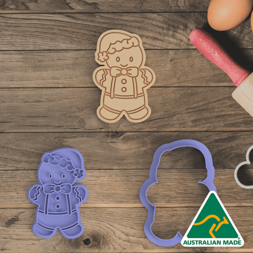 Cute Gingerbread Boy Cookie Cutter and Embosser Stamp