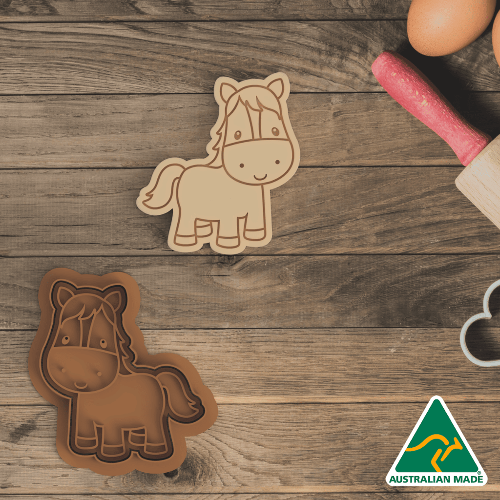 Australian Cookie Cutters Cookie Cutters Farm Collection - Horse Cookie Cutter and Embosser Stamp