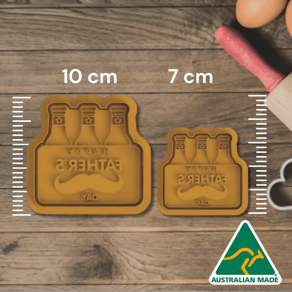 Australian Cookie Cutters Cookie Cutters Fathers Day Beer 6 Pack  Cookie Cutter and Embosser Stamp