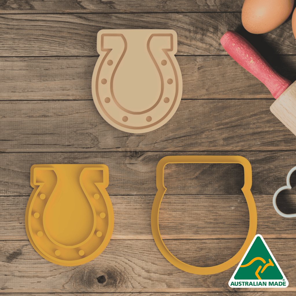 Horse Shoe Cookie Cutter and Embosser Stamp