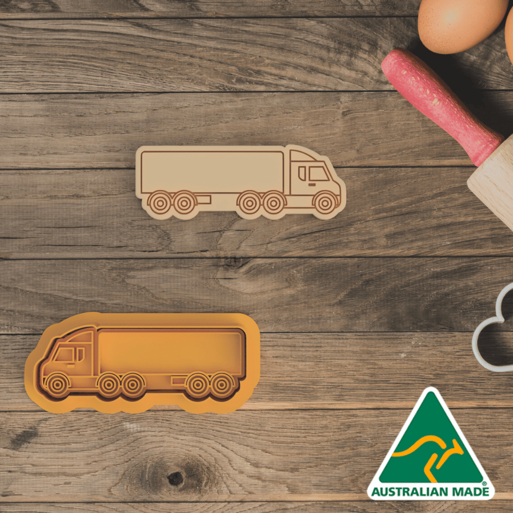 Australian Cookie Cutters Cookie Cutters Long Truck Cookie Cutter and Embosser Stamp