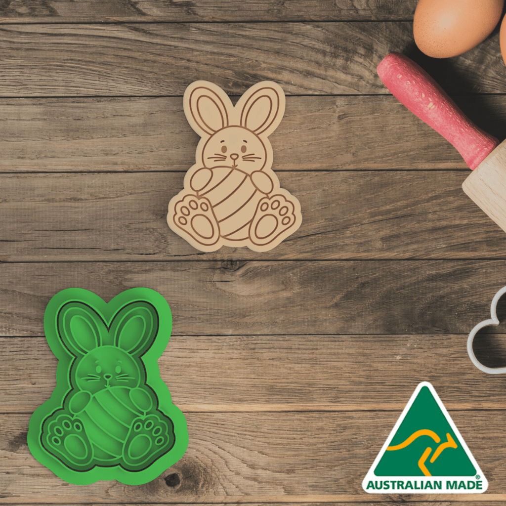 Bunny Holding Easter Egg Cookie Cutter And Embosser Stamp