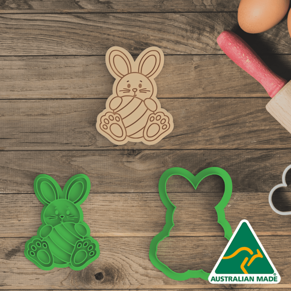 Bunny Holding Easter Egg Cookie Cutter And Embosser Stamp