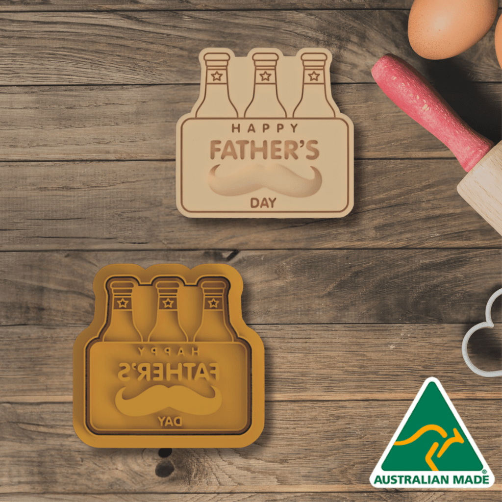 Fathers Day Beer 6 Pack Cookie Cutter and Embosser Stamp