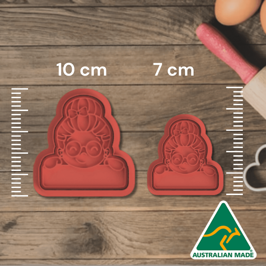 Australian Cookie Cutters Cookie Cutters Mrs Claus Nameplate Cookie Cutter and Embosser Stamp