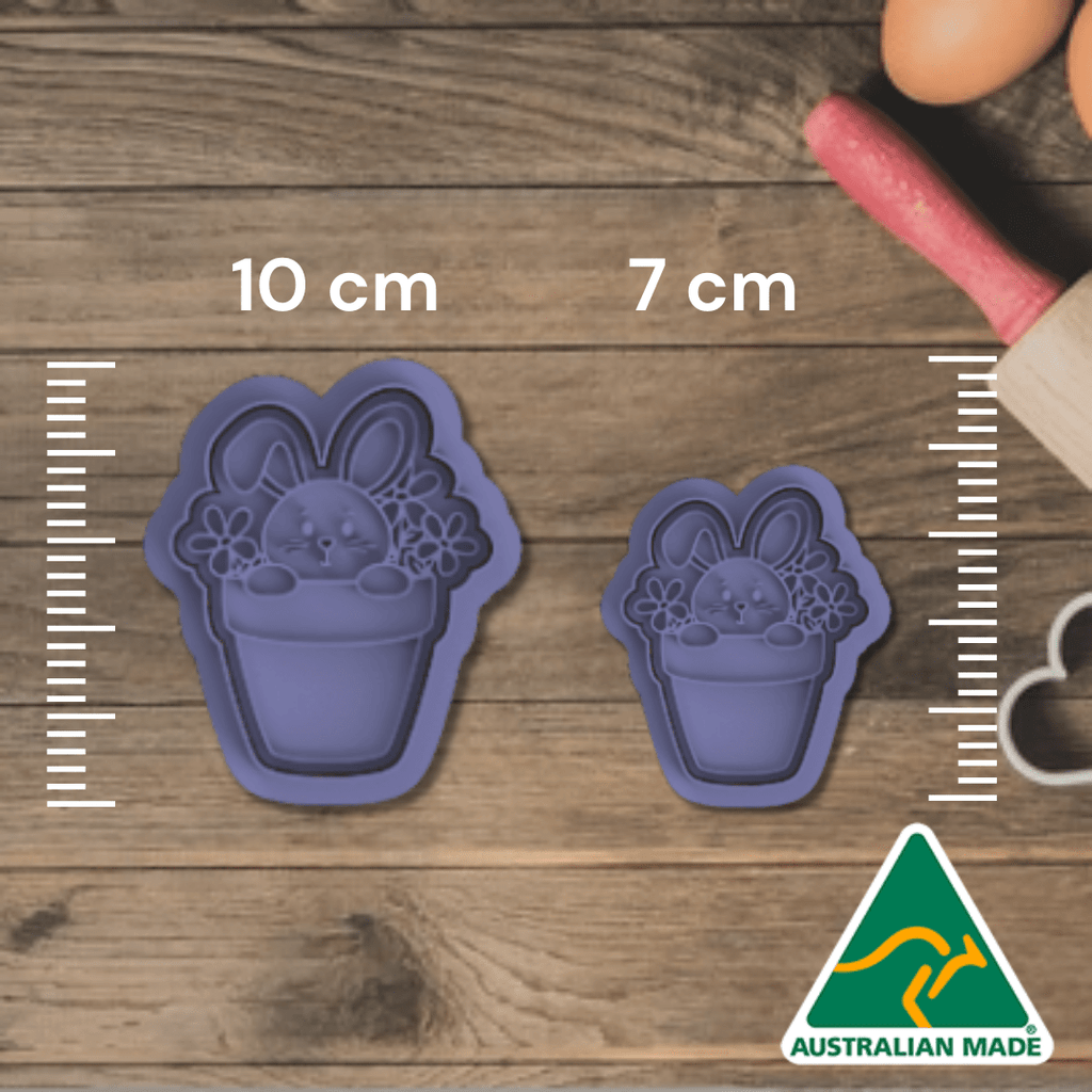 Australian Cookie Cutters Cookie Cutters Potted Bunny Cookie cutter and Embosser Stamp