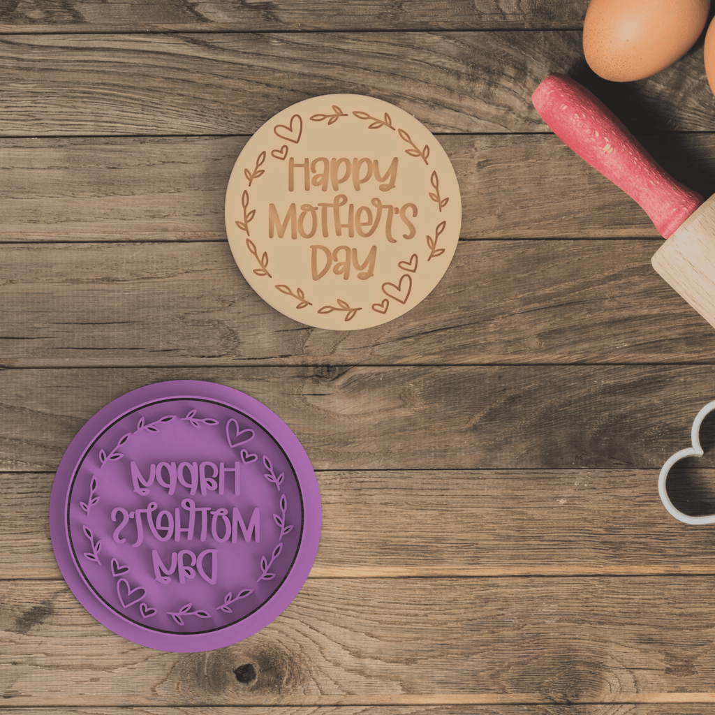 Australian Cookie Cutters Cookie Cutters Round Happy Mother's Day Cookie Cutter and Embosser Stamp