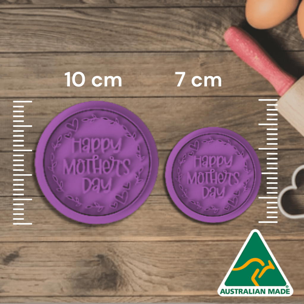 Australian Cookie Cutters Cookie Cutters Round Happy Mother's Day Cookie Cutter and Embosser Stamp