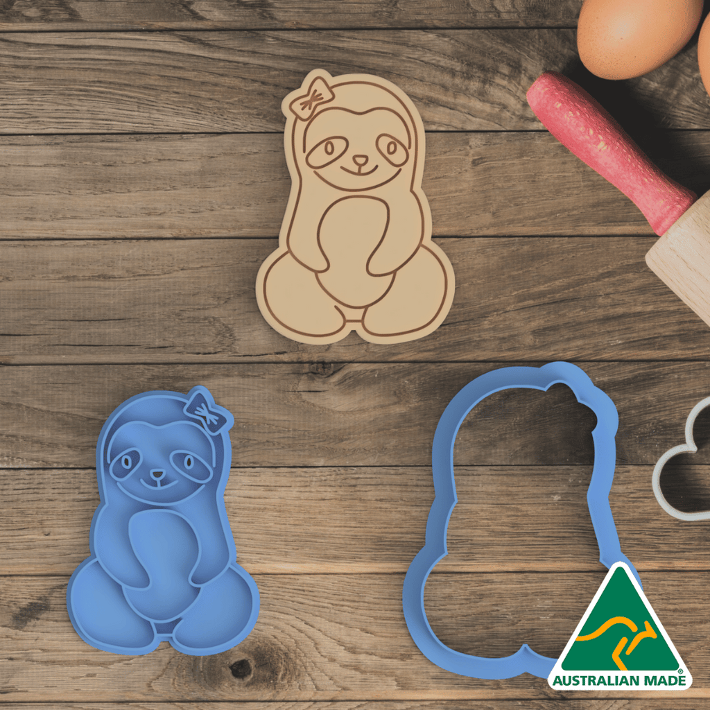 Cute Sloth Cookie Cutter and Embosser Stamp