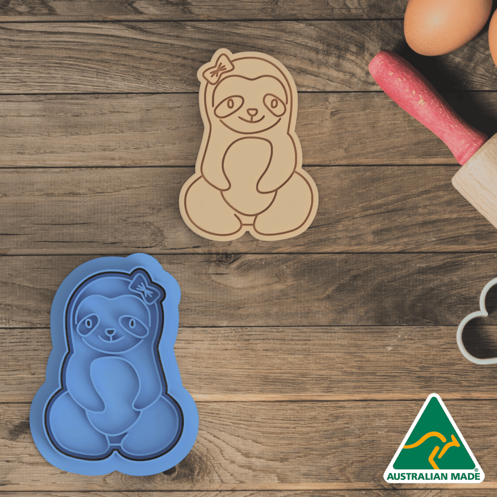 Cute Sloth Cookie Cutter and Embosser Stamp