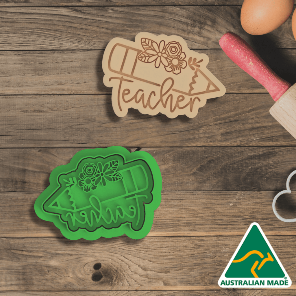 Australian Cookie Cutters Cookie Cutters Teacher Pencil Cookie Cutter and Embosser Stamp