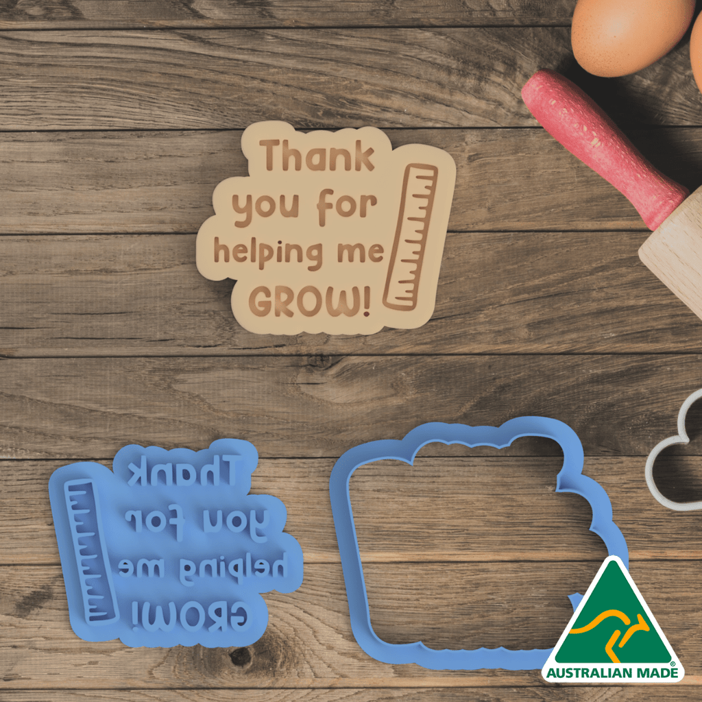 Australian Cookie Cutters Cookie Cutters Thank You For Helping Me Grow V2 Cookie Cutter and Embosser Stamp