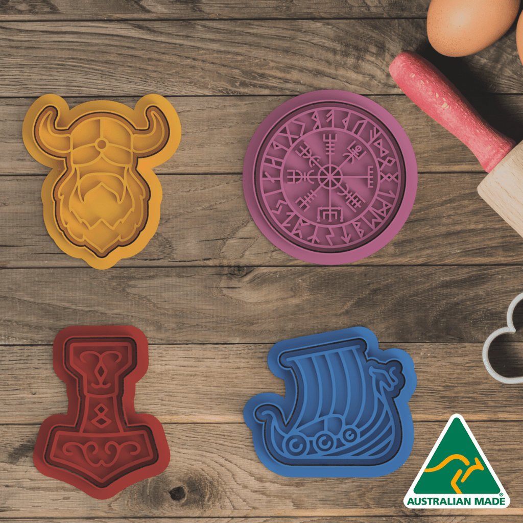 Australian Cookie Cutters Cookie Cutters Viking Set Cookie Cutter and Embosser Stamp