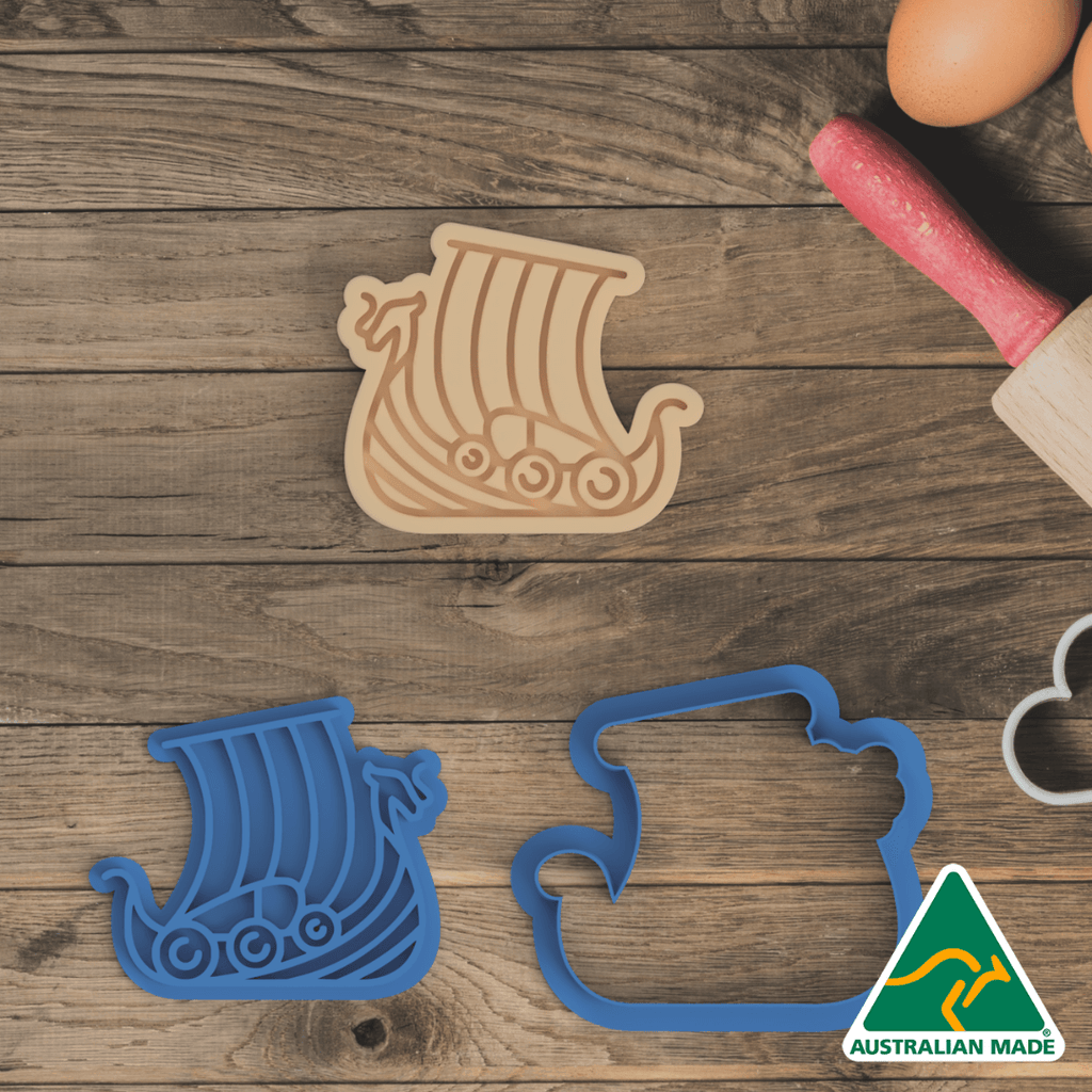 Viking Ship Cookie Cutter and Embosser Stamp