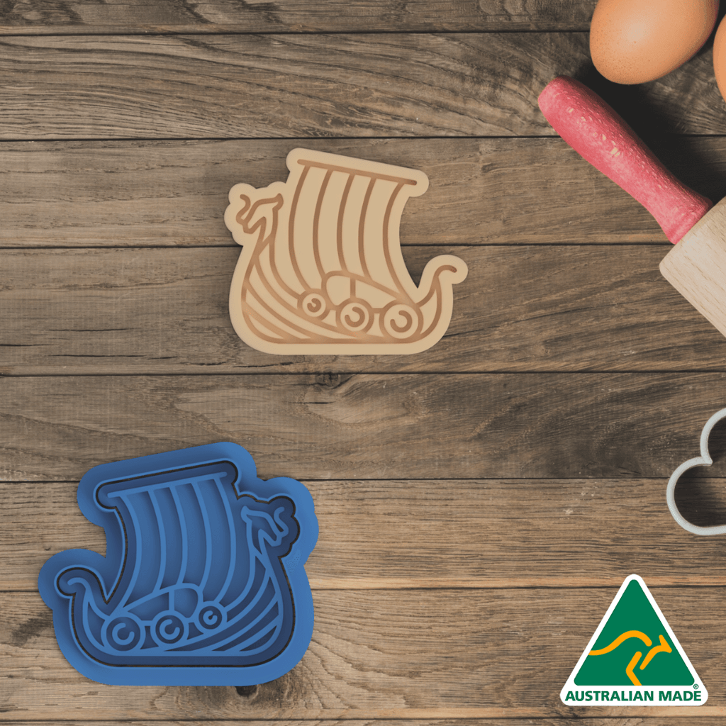 Viking Ship Cookie Cutter and Embosser Stamp