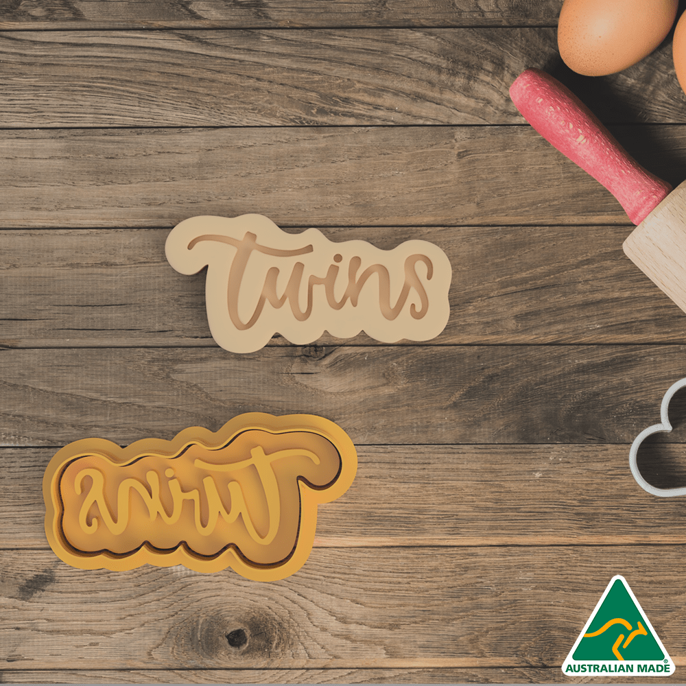 Australian Cookie Cutters Cookie Cutters 10cm Twins Cookie Cutter and Embosser Stamp