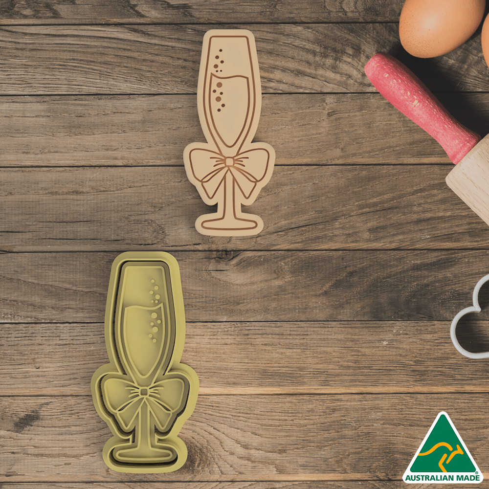 Adult Champagne Glass Cookie Cutter and Embosser Stamp