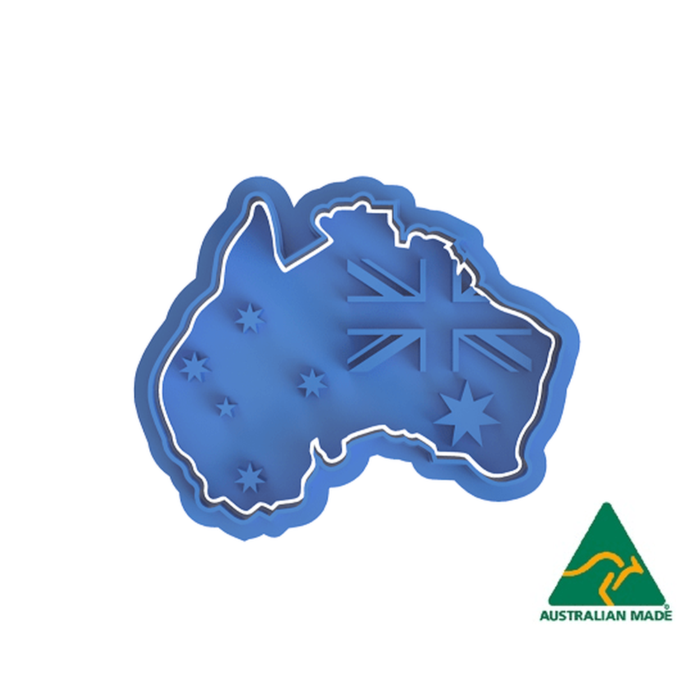 Australia Day- Aussie Flag + Map Cookie Cutter And Embosser Stamp