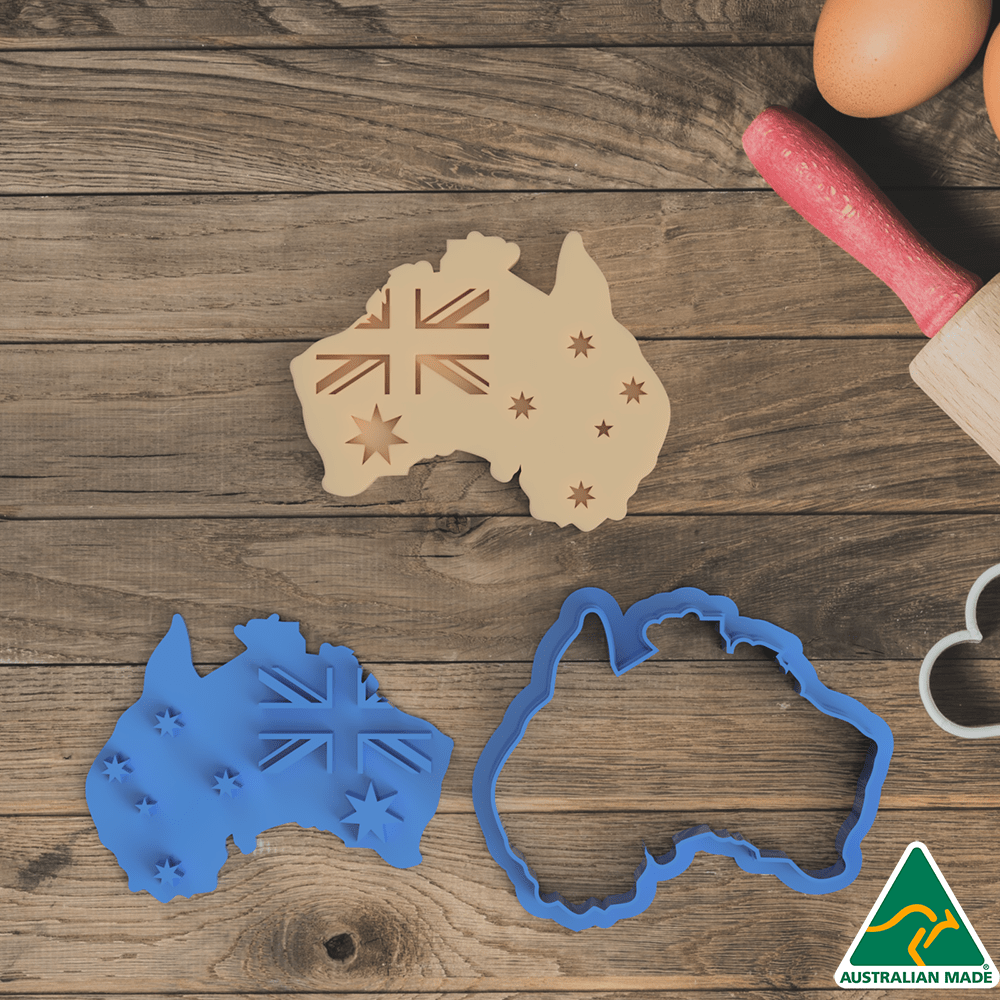 Australia Day- Aussie Flag + Map Cookie Cutter And Embosser Stamp