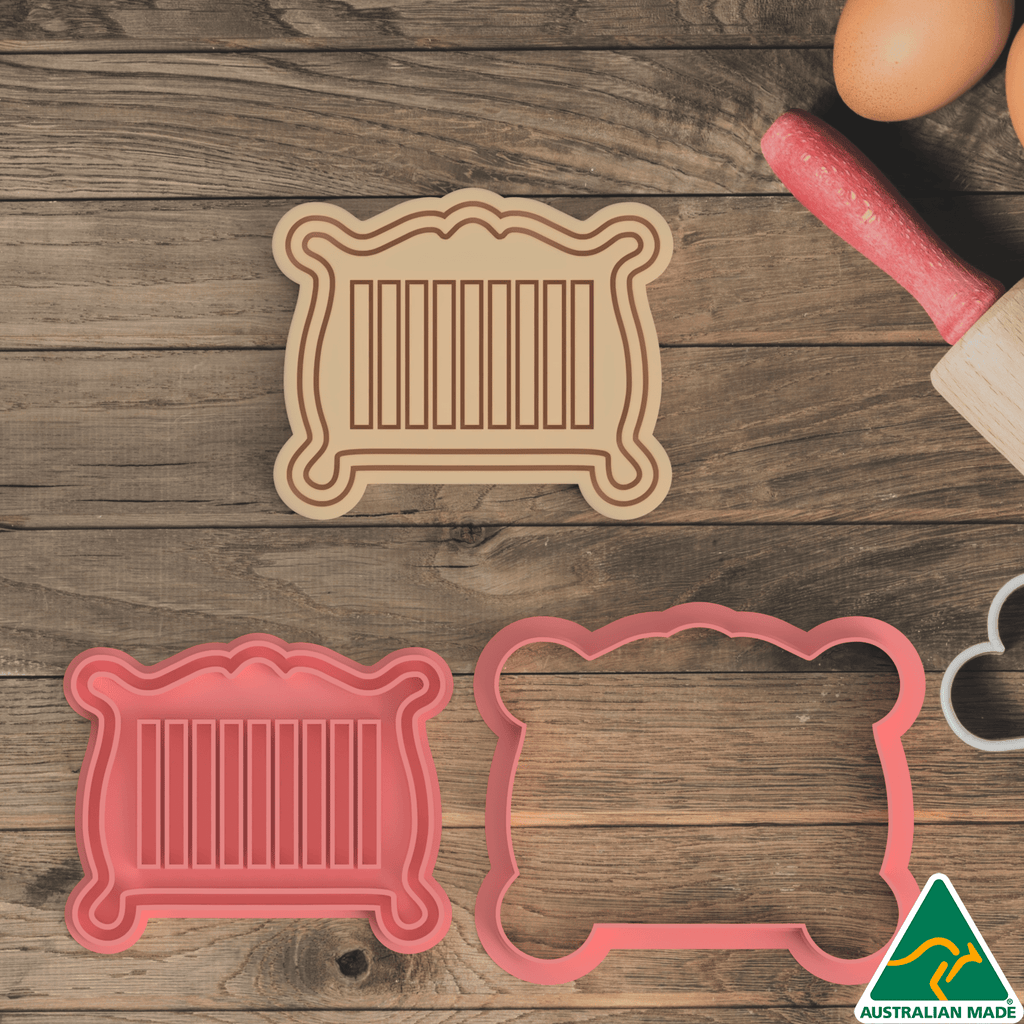 Australian Cookie Cutters Cookie Cutters Baby Cot Cookie Cutter and Embosser Stamp