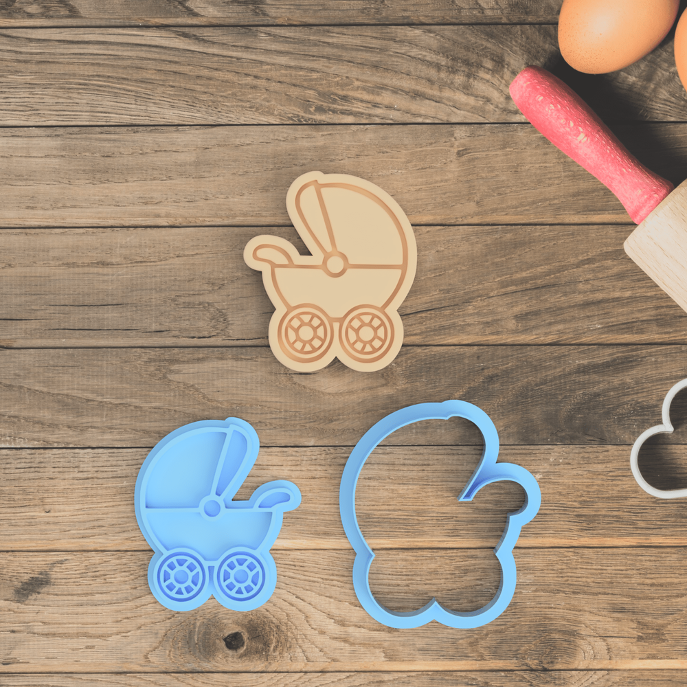 Baby Pram Cookie Cutter and Embosser stamp