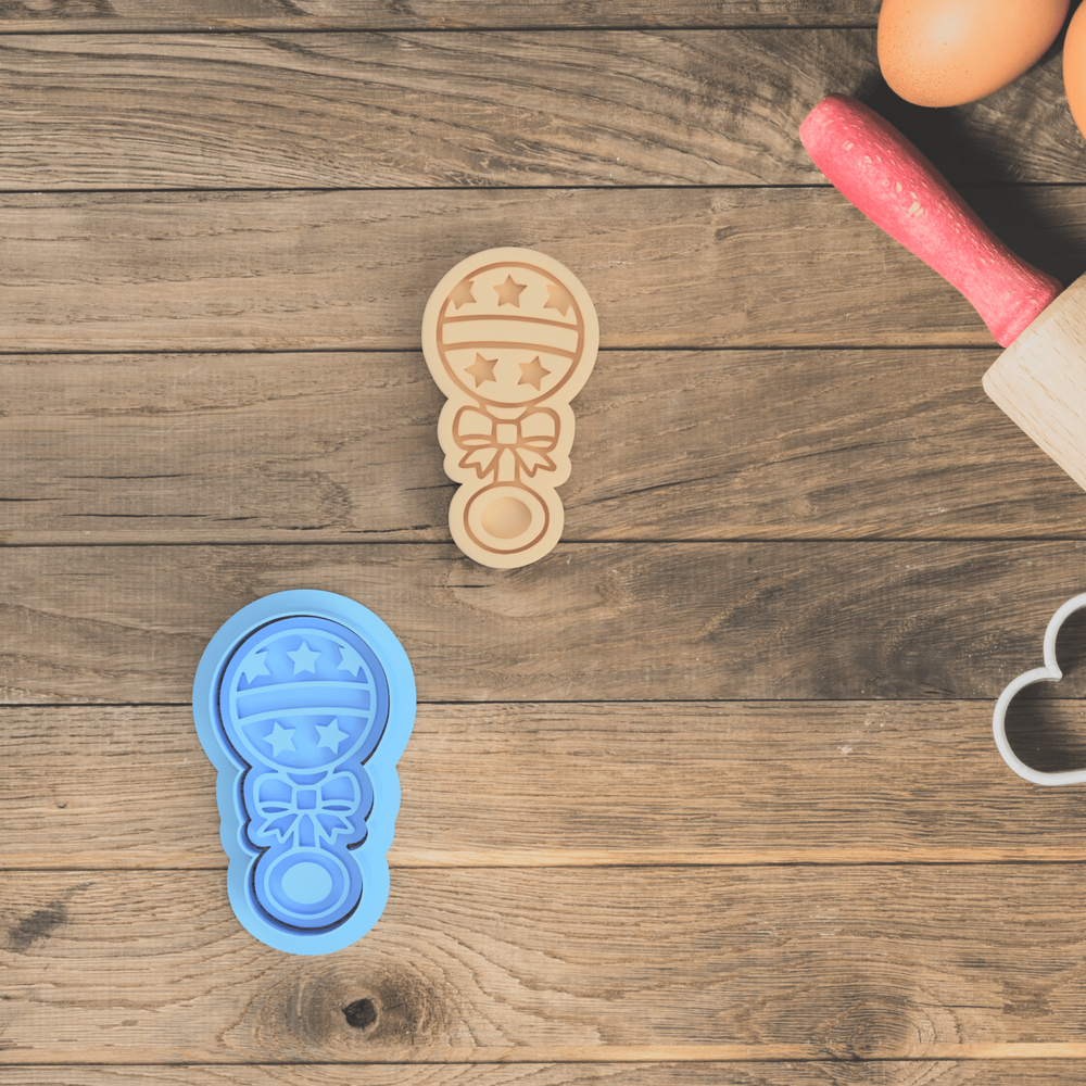 Baby Rattle Cookie Cutter and Embosser stamp