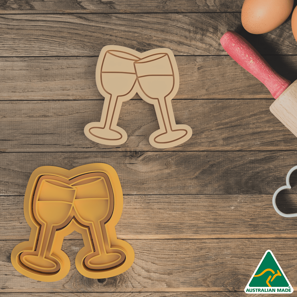 Australian Cookie Cutters Cookie Cutters Bridal Wedding Wine Glass Cookie Cutter/Fondant Embosser Stamp