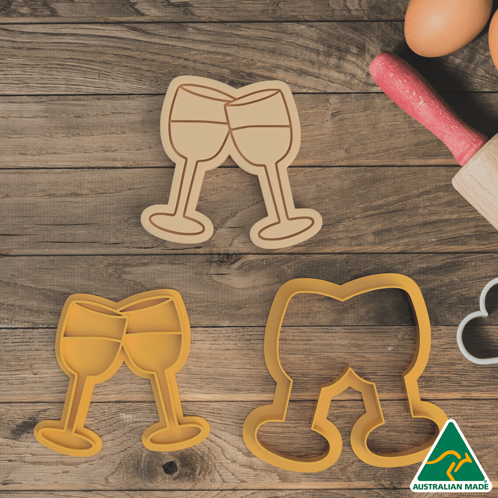 Australian Cookie Cutters Cookie Cutters Bridal Wedding Wine Glass Cookie Cutter/Fondant Embosser Stamp