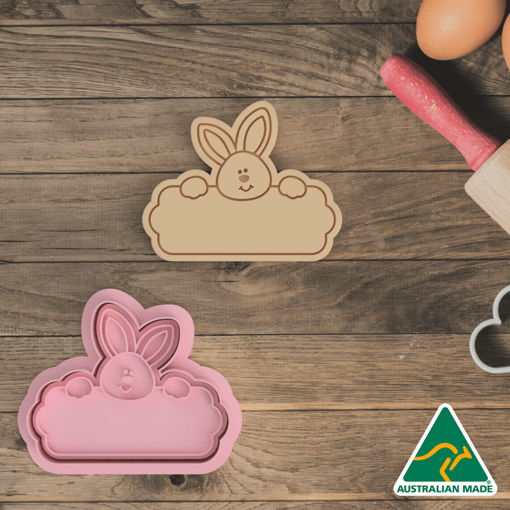 Bunny Name Plate Cookie Cutter and Embosser Stamp