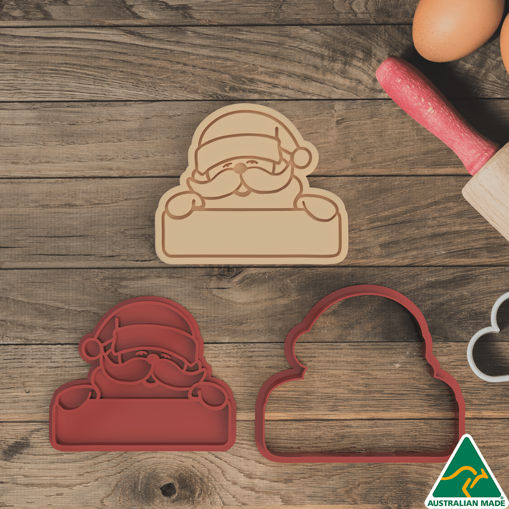 Christmas Santa Name Plate Cookie Cutter and Embosser Stamp