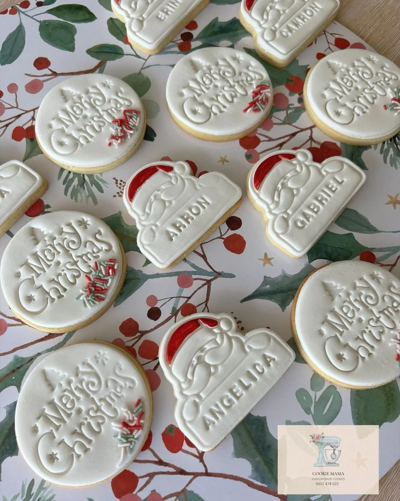 Christmas Santa Name Plate Cookie Cutter and Embosser Stamp