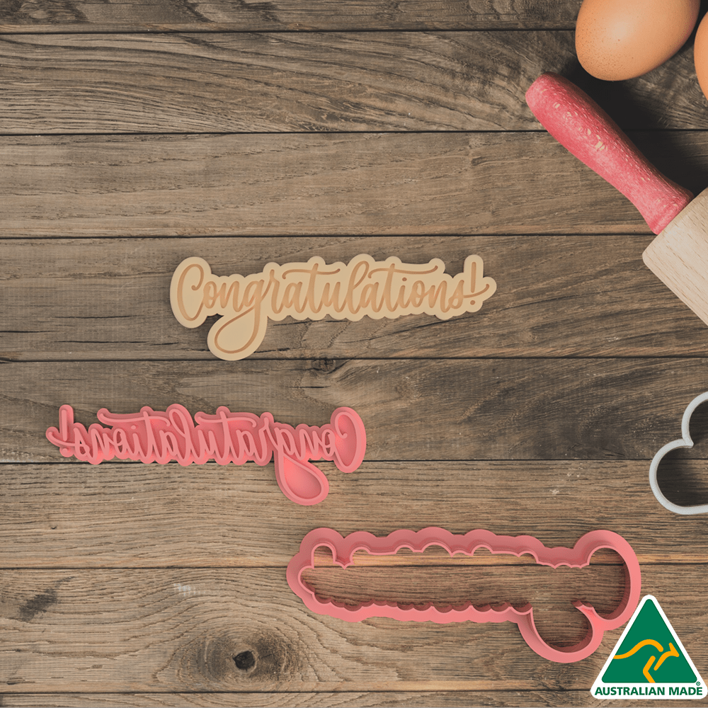 Australian Cookie Cutters Cookie Cutters Congratulations Cookie Cutter and Embosser Stamp