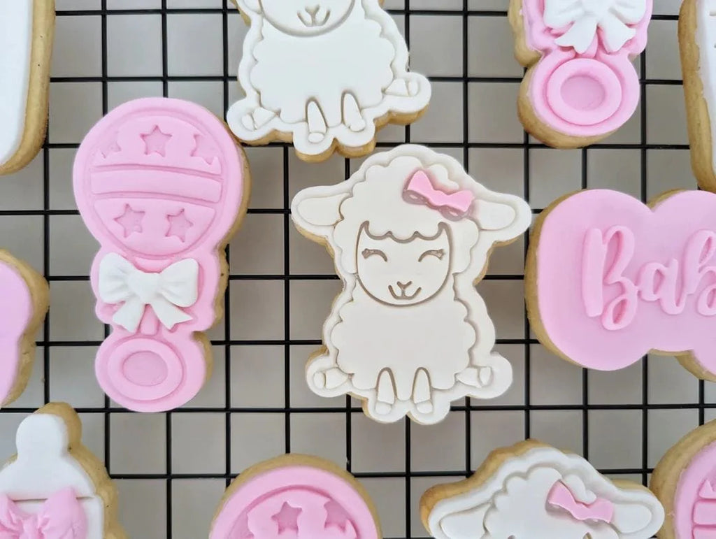 Cute Lamb Cookie Cutter and Embosser Stamp