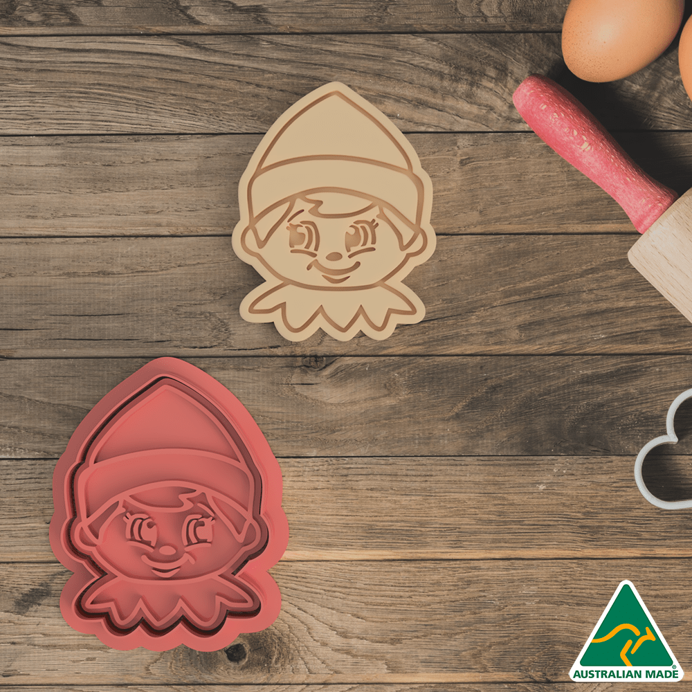 Elf Face Cookie Cutter and Embosser Stamp