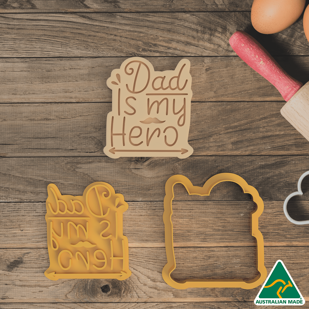 Dad Is My Hero Cookie Cutter and Embosser Stamp