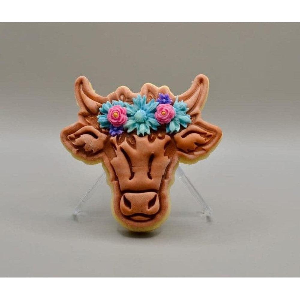 Flower Bull Cookie Cutter and Embosser Stamp