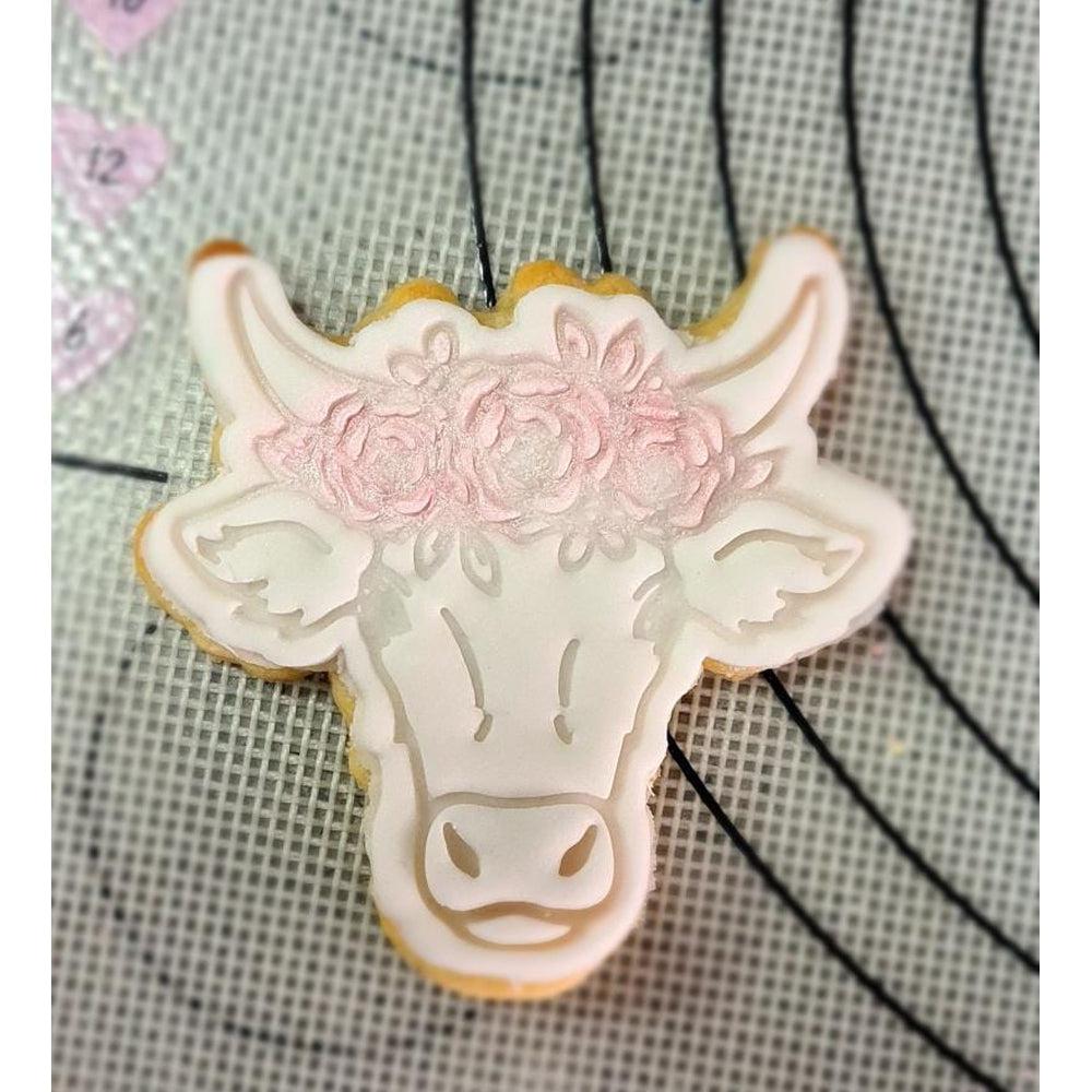 Flower Bull Cookie Cutter and Embosser Stamp