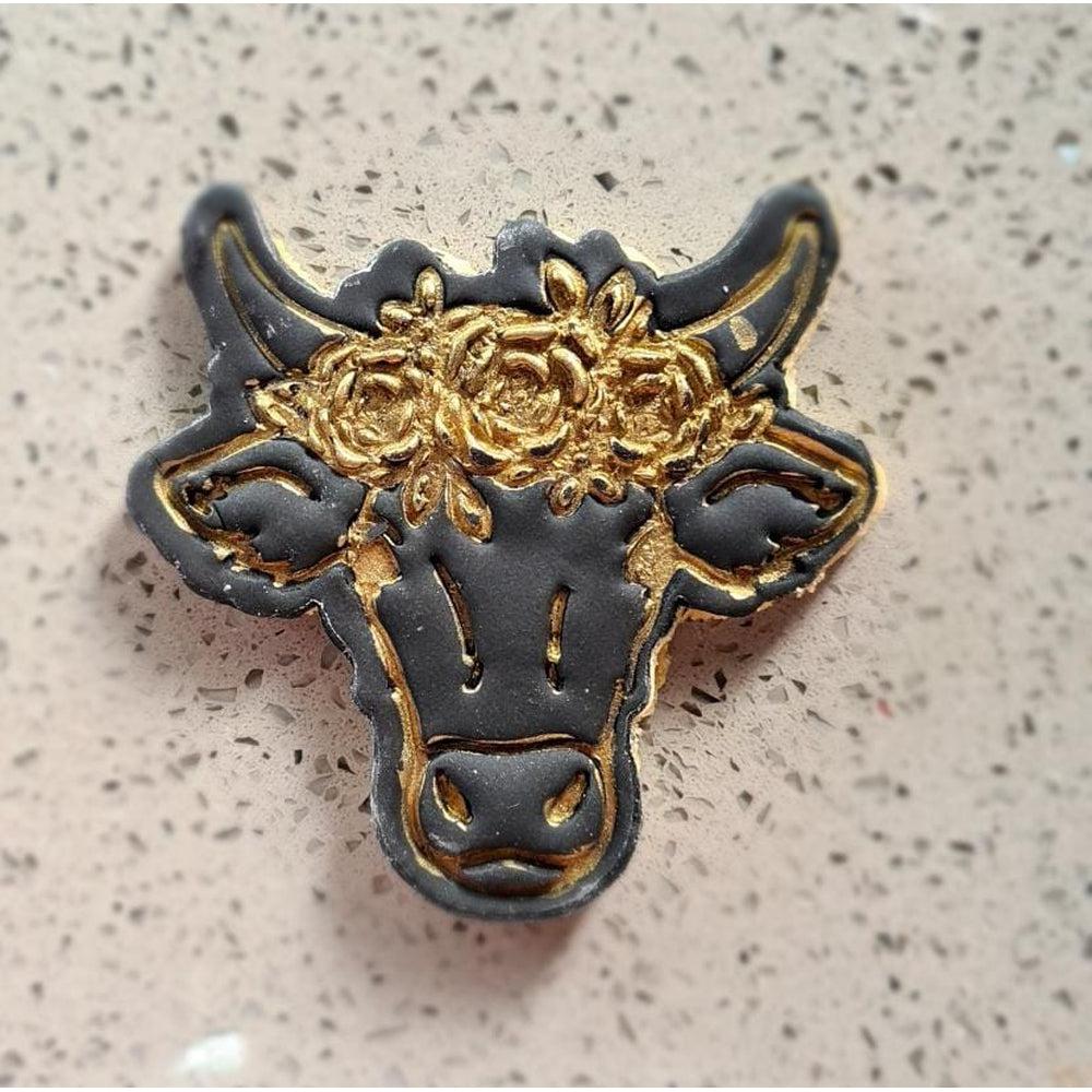 Flower Bull Cookie Cutter and Embosser Stamp