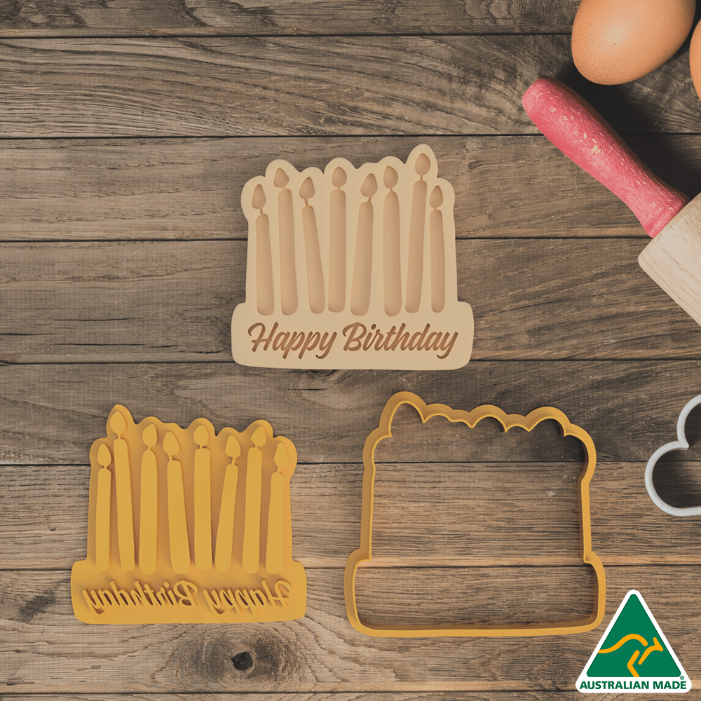 Happy Birthday Candles Cookie Cutter and Fondant Embosser