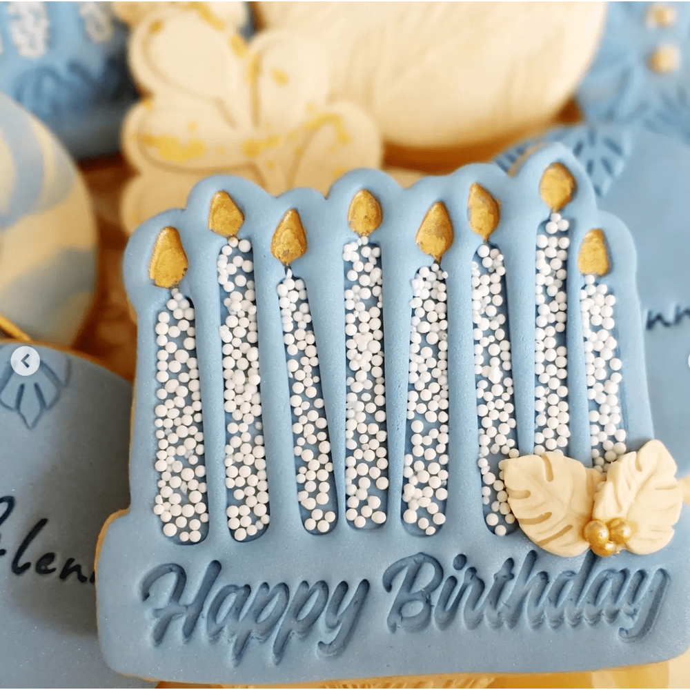 Happy Birthday Candles Cookie Cutter and Fondant Embosser