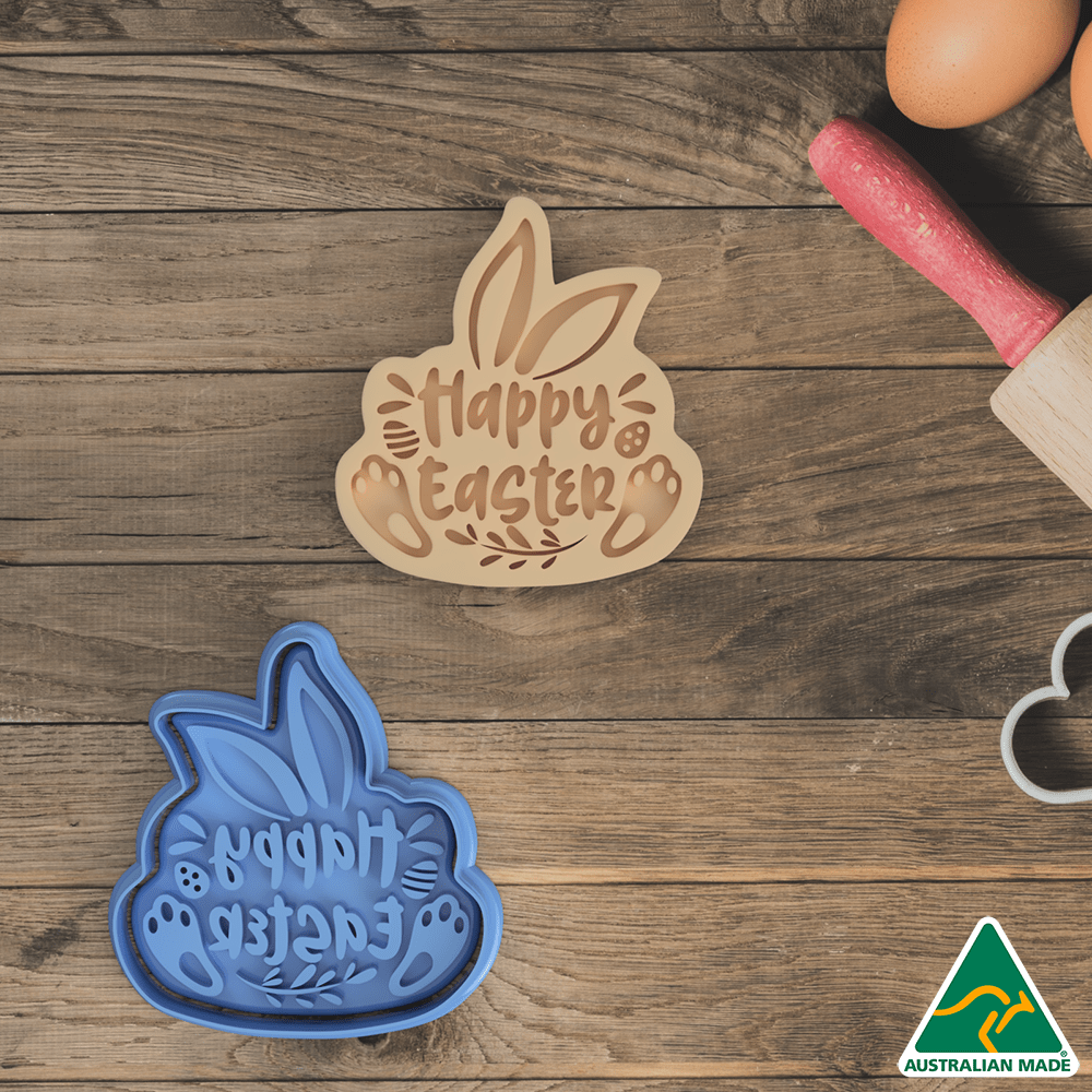 Happy Easter Bunny Cookie Cutter And Embosser Stamp