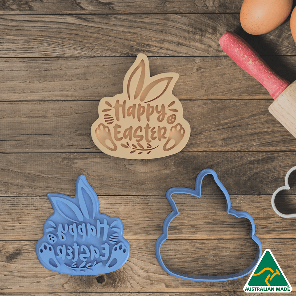 Happy Easter Bunny Cookie Cutter And Embosser Stamp