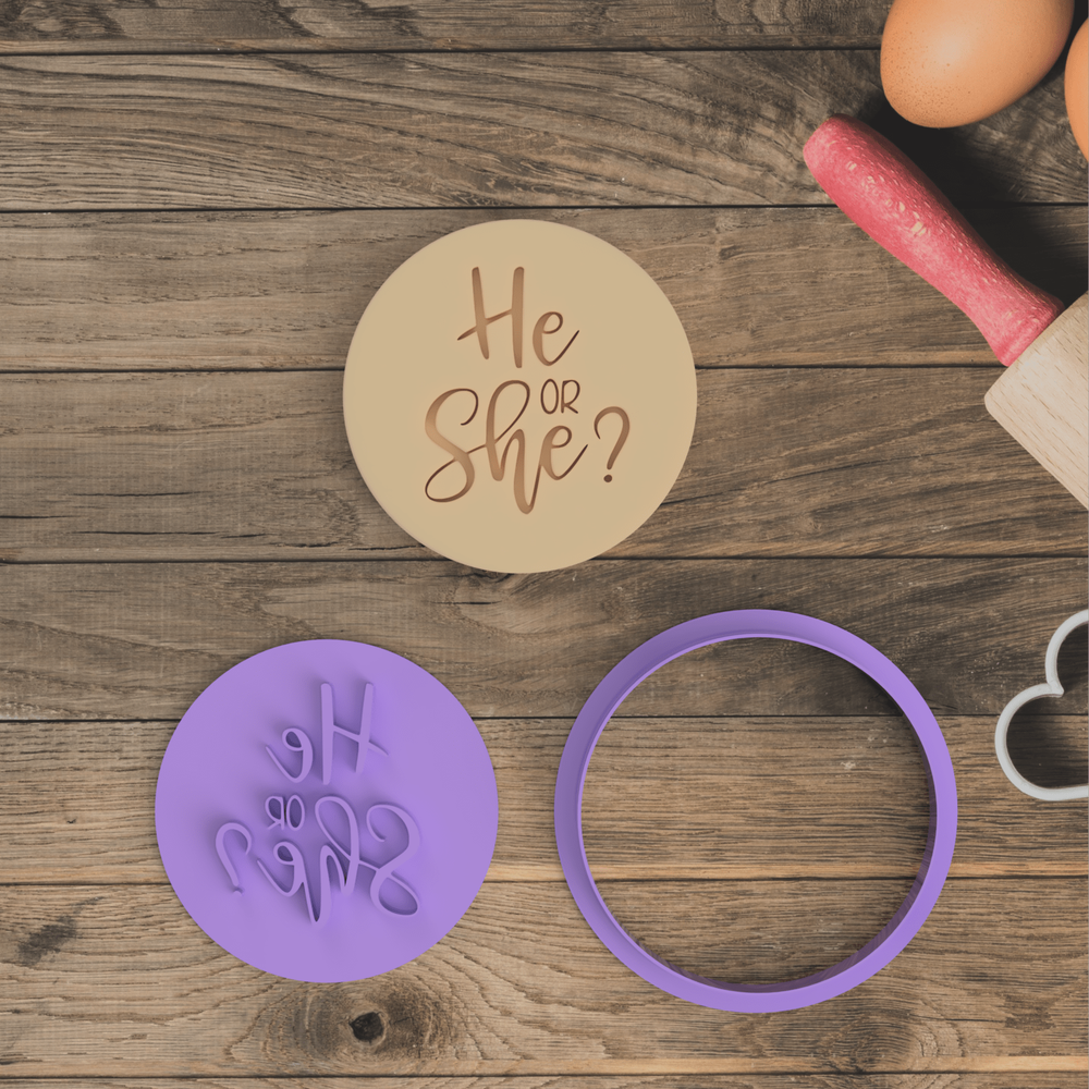 He Or She Cookie Cutter and Embosser Stamp