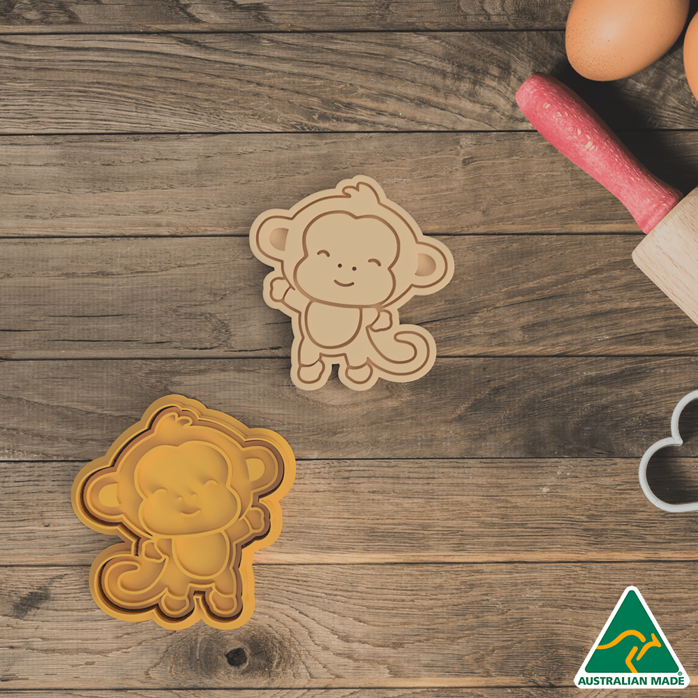 Australian Cookie Cutters Cookie Cutters Jungle Animals- Monkey Cookie Cutter And Embosser Stamp