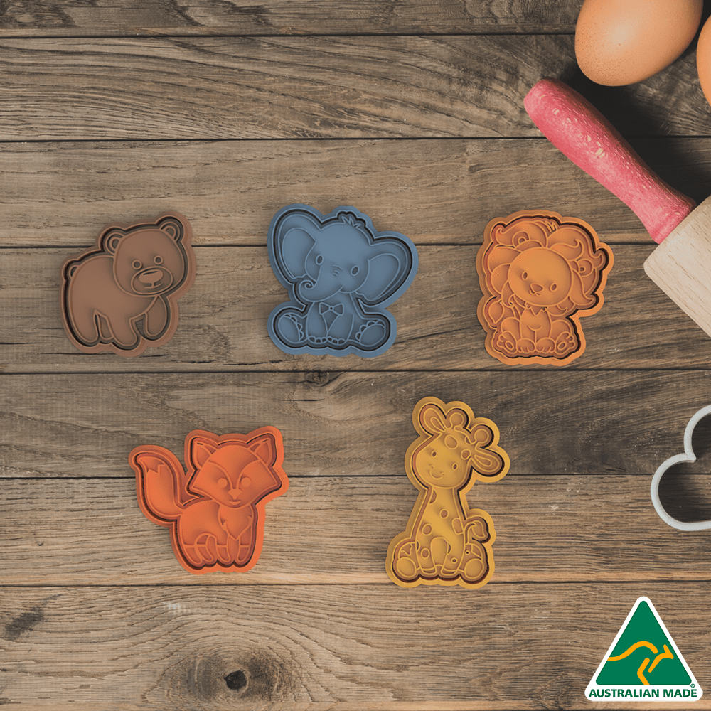 Jungle Animals- Set of 5 Cookie Cutter And Embosser Stamp