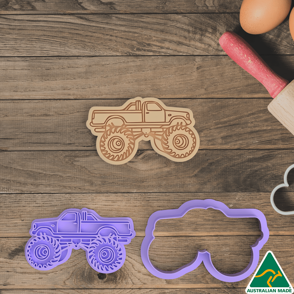 Purple Monster Truck Cookie Cutter and Embosser Stamp