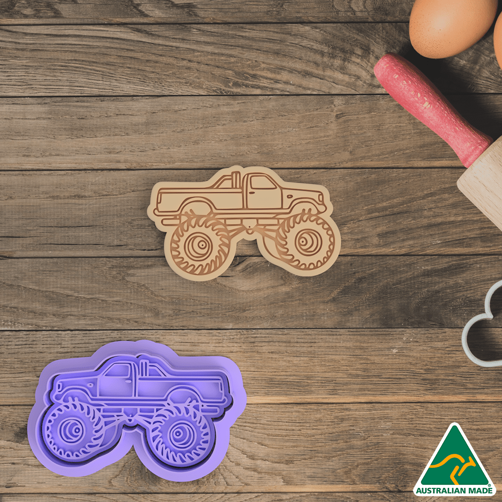 Purple Monster Truck Cookie Cutter and Embosser Stamp